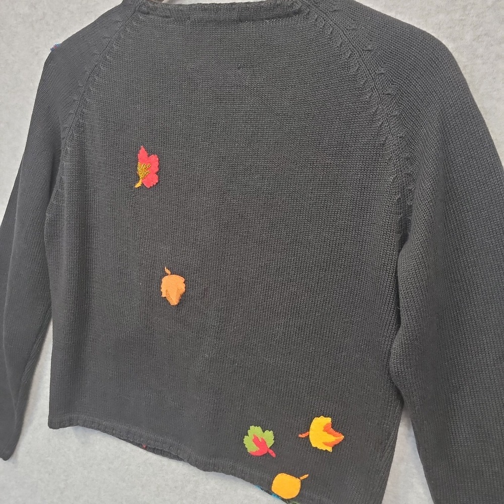 Vintage MICHAEL SIMON Cardigan Sweater Sz S Fall Leaves Acorns Beads Embroidered - Picture 8 of 16